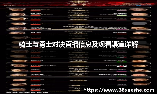 骑士与勇士对决直播信息及观看渠道详解